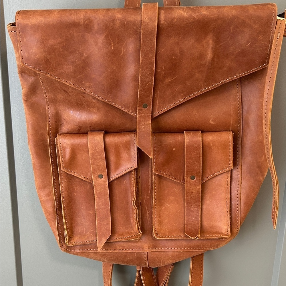 Raven + Lily Tan Leather Backpack NWOT